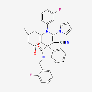 molecular formula C36H28F2N4O2 B4323074 1-(2-fluorobenzyl)-1'-(3-fluorophenyl)-7',7'-dimethyl-2,5'-dioxo-2'-(1H-pyrrol-1-yl)-1,2,5',6',7',8'-hexahydro-1'H-spiro[indole-3,4'-quinoline]-3'-carbonitrile 