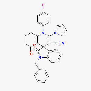 1-benzyl-1'-(4-fluorophenyl)-2,5'-dioxo-2'-(1H-pyrrol-1-yl)-1,2,5',6',7',8'-hexahydro-1'H-spiro[indole-3,4'-quinoline]-3'-carbonitrile