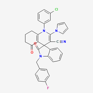 1'-(3-chlorophenyl)-1-(4-fluorobenzyl)-2,5'-dioxo-2'-(1H-pyrrol-1-yl)-1,2,5',6',7',8'-hexahydro-1'H-spiro[indole-3,4'-quinoline]-3'-carbonitrile