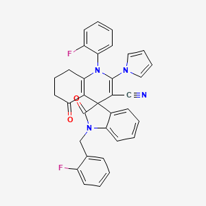 1-(2-fluorobenzyl)-1'-(2-fluorophenyl)-2,5'-dioxo-2'-(1H-pyrrol-1-yl)-1,2,5',6',7',8'-hexahydro-1'H-spiro[indole-3,4'-quinoline]-3'-carbonitrile