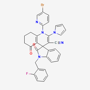 1'-(5-bromopyridin-2-yl)-1-(2-fluorobenzyl)-2,5'-dioxo-2'-(1H-pyrrol-1-yl)-1,2,5',6',7',8'-hexahydro-1'H-spiro[indole-3,4'-quinoline]-3'-carbonitrile