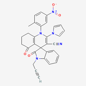 1'-(2-methyl-5-nitrophenyl)-2,5'-dioxo-1-prop-2-yn-1-yl-2'-(1H-pyrrol-1-yl)-1,2,5',6',7',8'-hexahydro-1'H-spiro[indole-3,4'-quinoline]-3'-carbonitrile