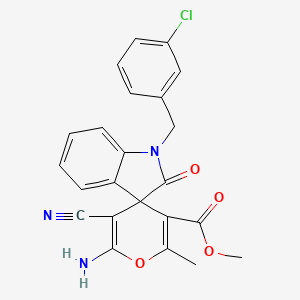 molecular formula C23H18ClN3O4 B4323178 methyl 6'-amino-1-(3-chlorobenzyl)-5'-cyano-2'-methyl-2-oxo-1,2-dihydrospiro[indole-3,4'-pyran]-3'-carboxylate 