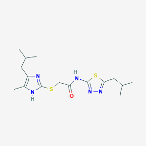 2-[(5-isobutyl-4-methyl-1H-imidazol-2-yl)thio]-N-(5-isobutyl-1,3,4-thiadiazol-2-yl)acetamide