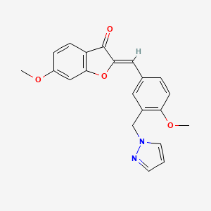 molecular formula C21H18N2O4 B4323204 6-methoxy-2-[4-methoxy-3-(1H-pyrazol-1-ylmethyl)benzylidene]-1-benzofuran-3(2H)-one 