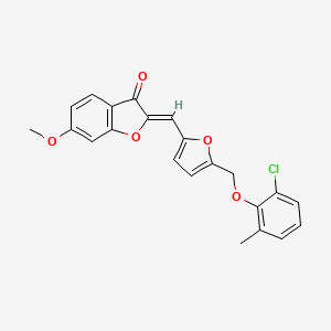 molecular formula C22H17ClO5 B4323210 2-({5-[(2-chloro-6-methylphenoxy)methyl]-2-furyl}methylene)-6-methoxy-1-benzofuran-3(2H)-one 