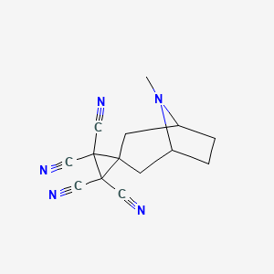 molecular formula C14H13N5 B4323213 8-methyl-8-azaspiro[bicyclo[3.2.1]octane-3,1'-cyclopropane]-2',2',3',3'-tetracarbonitrile 