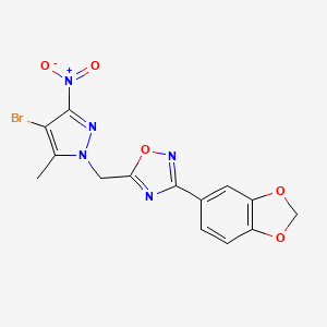 3-(1,3-benzodioxol-5-yl)-5-[(4-bromo-5-methyl-3-nitro-1H-pyrazol-1-yl)methyl]-1,2,4-oxadiazole