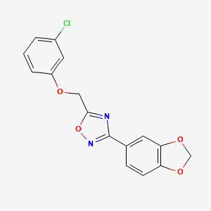 molecular formula C16H11ClN2O4 B4323340 3-(1,3-benzodioxol-5-yl)-5-[(3-chlorophenoxy)methyl]-1,2,4-oxadiazole 