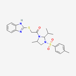 2-[(2-{2-isopropyl-5-methyl-3-[(4-methylphenyl)sulfonyl]imidazolidin-1-yl}-2-oxoethyl)thio]-1H-benzimidazole