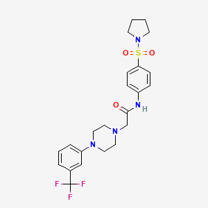 molecular formula C23H27F3N4O3S B4323384 N-[4-(pyrrolidin-1-ylsulfonyl)phenyl]-2-{4-[3-(trifluoromethyl)phenyl]piperazin-1-yl}acetamide 