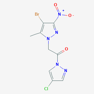 molecular formula C9H7BrClN5O3 B4323400 4-bromo-1-[2-(4-chloro-1H-pyrazol-1-yl)-2-oxoethyl]-5-methyl-3-nitro-1H-pyrazole 