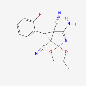 4-amino-6-(2-fluorophenyl)-4'-methylspiro[3-azabicyclo[3.1.0]hex-3-ene-2,2'-[1,3]dioxolane]-1,5-dicarbonitrile