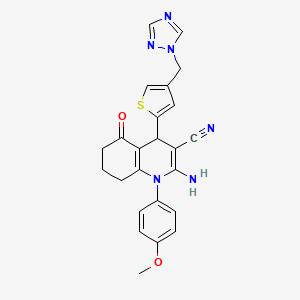 molecular formula C24H22N6O2S B4323450 2-amino-1-(4-methoxyphenyl)-5-oxo-4-[4-(1H-1,2,4-triazol-1-ylmethyl)-2-thienyl]-1,4,5,6,7,8-hexahydroquinoline-3-carbonitrile 