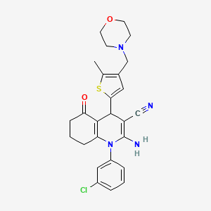 2-AMINO-1-(3-CHLOROPHENYL)-4-[5-METHYL-4-(MORPHOLINOMETHYL)-2-THIENYL]-5-OXO-1,4,5,6,7,8-HEXAHYDRO-3-QUINOLINECARBONITRILE