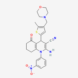 molecular formula C26H27N5O4S B4323463 2-amino-4-[5-methyl-4-(morpholin-4-ylmethyl)-2-thienyl]-1-(3-nitrophenyl)-5-oxo-1,4,5,6,7,8-hexahydroquinoline-3-carbonitrile 