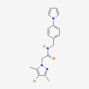 molecular formula C18H19BrN4O B4323509 2-(4-bromo-3,5-dimethyl-1H-pyrazol-1-yl)-N-[4-(1H-pyrrol-1-yl)benzyl]acetamide 