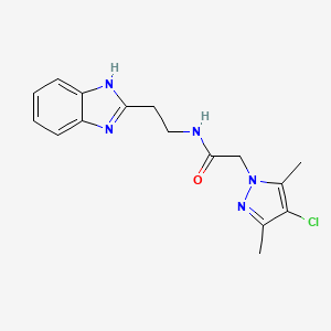 molecular formula C16H18ClN5O B4323553 N-[2-(1H-benzimidazol-2-yl)ethyl]-2-(4-chloro-3,5-dimethyl-1H-pyrazol-1-yl)acetamide 