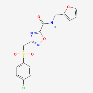 3-{[(4-chlorophenyl)sulfonyl]methyl}-N-(2-furylmethyl)-1,2,4-oxadiazole-5-carboxamide