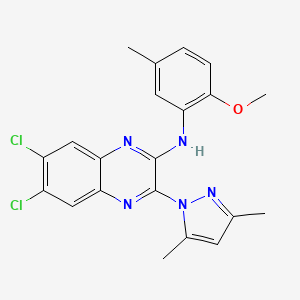 6,7-dichloro-3-(3,5-dimethyl-1H-pyrazol-1-yl)-N-(2-methoxy-5-methylphenyl)quinoxalin-2-amine