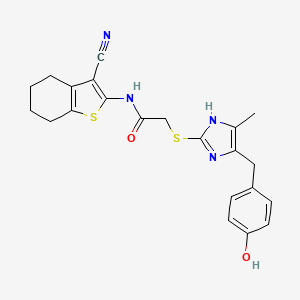 N-(3-CYANO-4,5,6,7-TETRAHYDRO-1-BENZOTHIOPHEN-2-YL)-2-{[4-(4-HYDROXYBENZYL)-5-METHYL-1H-IMIDAZOL-2-YL]SULFANYL}ACETAMIDE