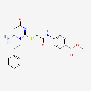 METHYL 4-({2-[(6-AMINO-4-OXO-1-PHENETHYL-1,4-DIHYDRO-2-PYRIMIDINYL)SULFANYL]PROPANOYL}AMINO)BENZOATE