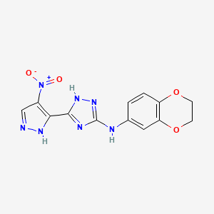 N-(2,3-DIHYDRO-1,4-BENZODIOXIN-6-YL)-N-[5-(4-NITRO-1H-PYRAZOL-5-YL)-4H-1,2,4-TRIAZOL-3-YL]AMINE