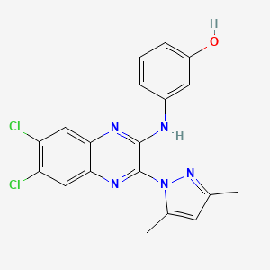 3-{[6,7-DICHLORO-3-(3,5-DIMETHYL-1H-PYRAZOL-1-YL)-2-QUINOXALINYL]AMINO}PHENOL