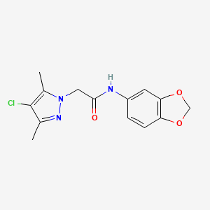 N-1,3-benzodioxol-5-yl-2-(4-chloro-3,5-dimethyl-1H-pyrazol-1-yl)acetamide