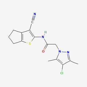 2-(4-chloro-3,5-dimethyl-1H-pyrazol-1-yl)-N-(3-cyano-5,6-dihydro-4H-cyclopenta[b]thiophen-2-yl)acetamide