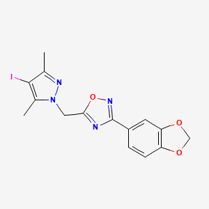 3-(1,3-benzodioxol-5-yl)-5-[(4-iodo-3,5-dimethyl-1H-pyrazol-1-yl)methyl]-1,2,4-oxadiazole