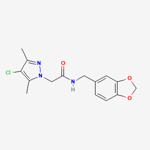 N-(1,3-benzodioxol-5-ylmethyl)-2-(4-chloro-3,5-dimethyl-1H-pyrazol-1-yl)acetamide