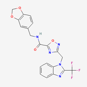 N-[(2H-1,3-BENZODIOXOL-5-YL)METHYL]-3-{[2-(TRIFLUOROMETHYL)-1H-1,3-BENZODIAZOL-1-YL]METHYL}-1,2,4-OXADIAZOLE-5-CARBOXAMIDE