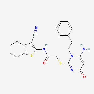 2-{[6-amino-4-oxo-1-(2-phenylethyl)-1,4-dihydropyrimidin-2-yl]thio}-N-(3-cyano-4,5,6,7-tetrahydro-1-benzothien-2-yl)acetamide