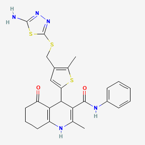 4-(4-{[(5-amino-1,3,4-thiadiazol-2-yl)thio]methyl}-5-methyl-2-thienyl)-2-methyl-5-oxo-N-phenyl-1,4,5,6,7,8-hexahydroquinoline-3-carboxamide