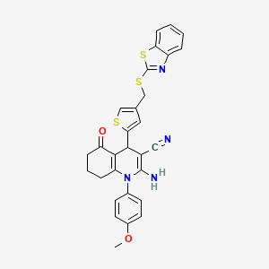 2-amino-4-{4-[(1,3-benzothiazol-2-ylthio)methyl]-2-thienyl}-1-(4-methoxyphenyl)-5-oxo-1,4,5,6,7,8-hexahydroquinoline-3-carbonitrile