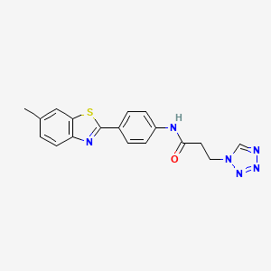 molecular formula C18H16N6OS B4324667 N-[4-(6-methyl-1,3-benzothiazol-2-yl)phenyl]-3-(1H-tetrazol-1-yl)propanamide 