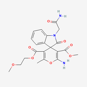 5'-(2-methoxyethyl) 3'-methyl 2'-amino-1-(2-amino-2-oxoethyl)-6'-methyl-2-oxo-1,2-dihydrospiro[indole-3,4'-pyran]-3',5'-dicarboxylate