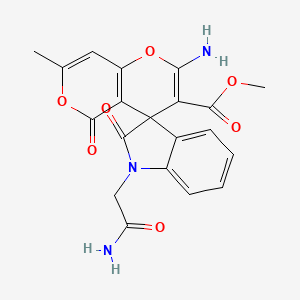 methyl 2'-amino-1-(2-amino-2-oxoethyl)-7'-methyl-2,5'-dioxo-1,2-dihydro-5'H-spiro[indole-3,4'-pyrano[4,3-b]pyran]-3'-carboxylate