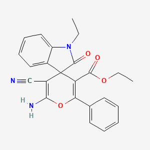 ethyl 6'-amino-5'-cyano-1-ethyl-2-oxo-2'-phenyl-1,2-dihydrospiro[indole-3,4'-pyran]-3'-carboxylate