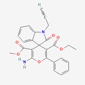 molecular formula C26H22N2O6 B4324733 5'-ethyl 3'-methyl 2'-amino-2-oxo-6'-phenyl-1-prop-2-yn-1-yl-1,2-dihydrospiro[indole-3,4'-pyran]-3',5'-dicarboxylate 