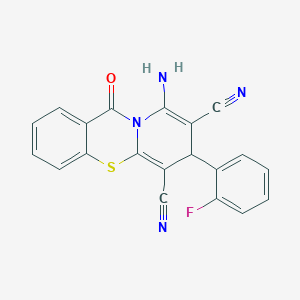 9-amino-7-(2-fluorophenyl)-11-oxo-7H,11H-pyrido[2,1-b][1,3]benzothiazine-6,8-dicarbonitrile