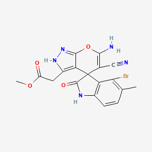 methyl (6'-amino-4-bromo-5'-cyano-5-methyl-2-oxo-1,2-dihydro-2'H-spiro[indole-3,4'-pyrano[2,3-c]pyrazol]-3'-yl)acetate