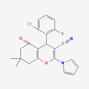 4-(2-chloro-6-fluorophenyl)-7,7-dimethyl-5-oxo-2-(1H-pyrrol-1-yl)-5,6,7,8-tetrahydro-4H-chromene-3-carbonitrile