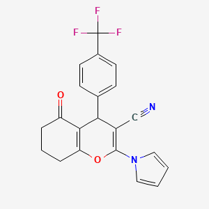 5-oxo-2-(1H-pyrrol-1-yl)-4-[4-(trifluoromethyl)phenyl]-5,6,7,8-tetrahydro-4H-chromene-3-carbonitrile