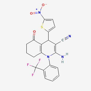 2-Amino-4-(5-nitrothiophen-2-yl)-5-oxo-1-[2-(trifluoromethyl)phenyl]-1,4,5,6,7,8-hexahydroquinoline-3-carbonitrile