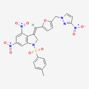 1-[(4-METHYLPHENYL)SULFONYL]-4,6-DINITRO-3-((Z)-1-{5-[(3-NITRO-1H-PYRAZOL-1-YL)METHYL]-2-FURYL}METHYLIDENE)-1,2-DIHYDRO-3H-INDOLE