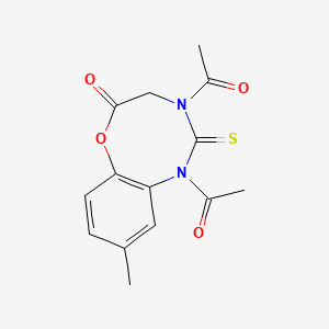 1,3-diacetyl-9-methyl-2-thioxo-1,2,3,4-tetrahydro-5H-6,1,3-benzoxadiazocin-5-one