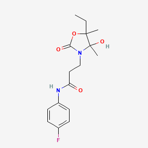 3-(5-ethyl-4-hydroxy-4,5-dimethyl-2-oxo-1,3-oxazolidin-3-yl)-N-(4-fluorophenyl)propanamide