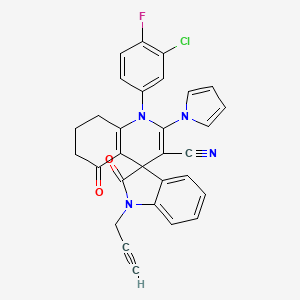 1'-(3-chloro-4-fluorophenyl)-2,5'-dioxo-1-prop-2-yn-1-yl-2'-(1H-pyrrol-1-yl)-1,2,5',6',7',8'-hexahydro-1'H-spiro[indole-3,4'-quinoline]-3'-carbonitrile